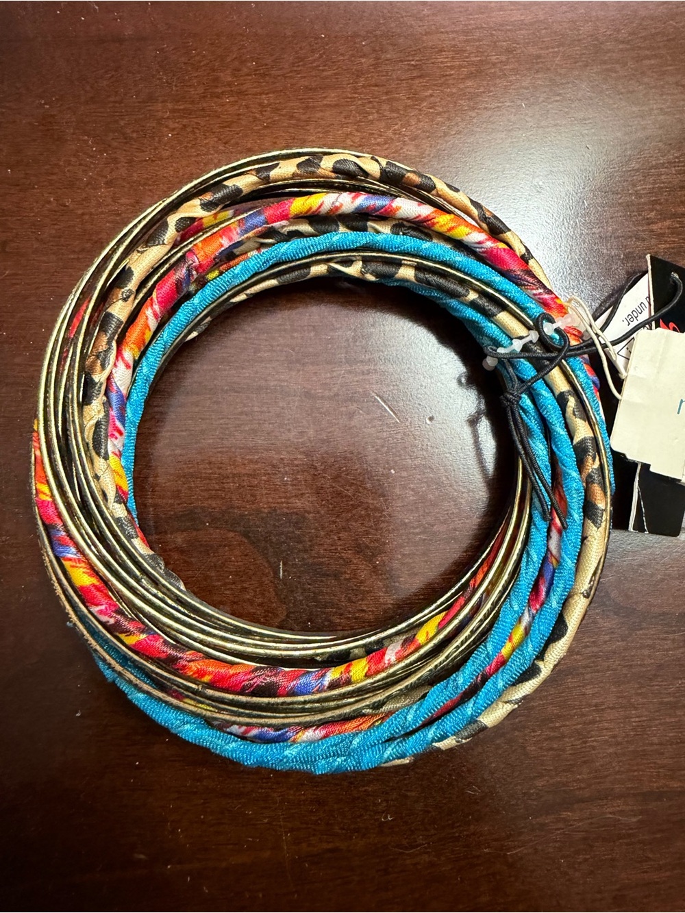 Macy's Turquoise, Red and Leopard Multi-Pattern Bangle Set